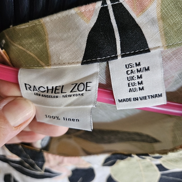 Tropical Print Linen Top Sz M - Picture 2 of 3